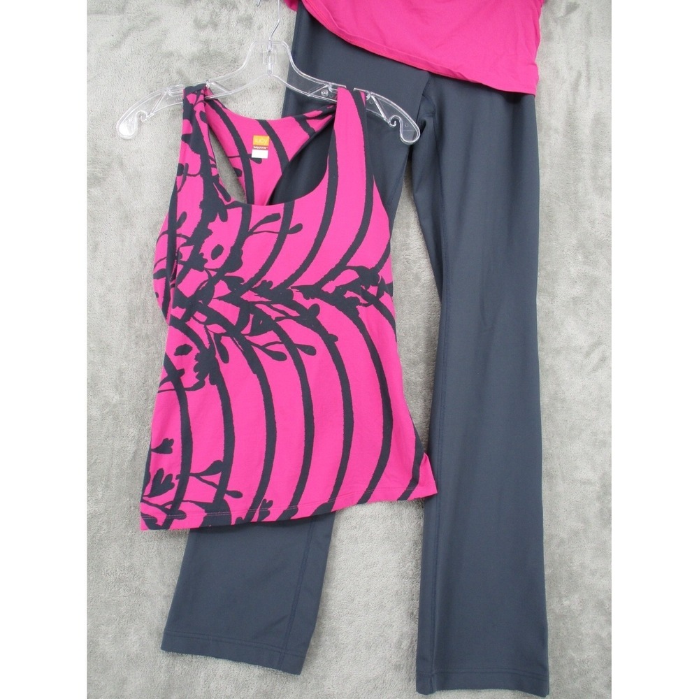Lucy Activewear Set Womens Size M Pink Tank Foldover Athletic Flare Gym Stretch